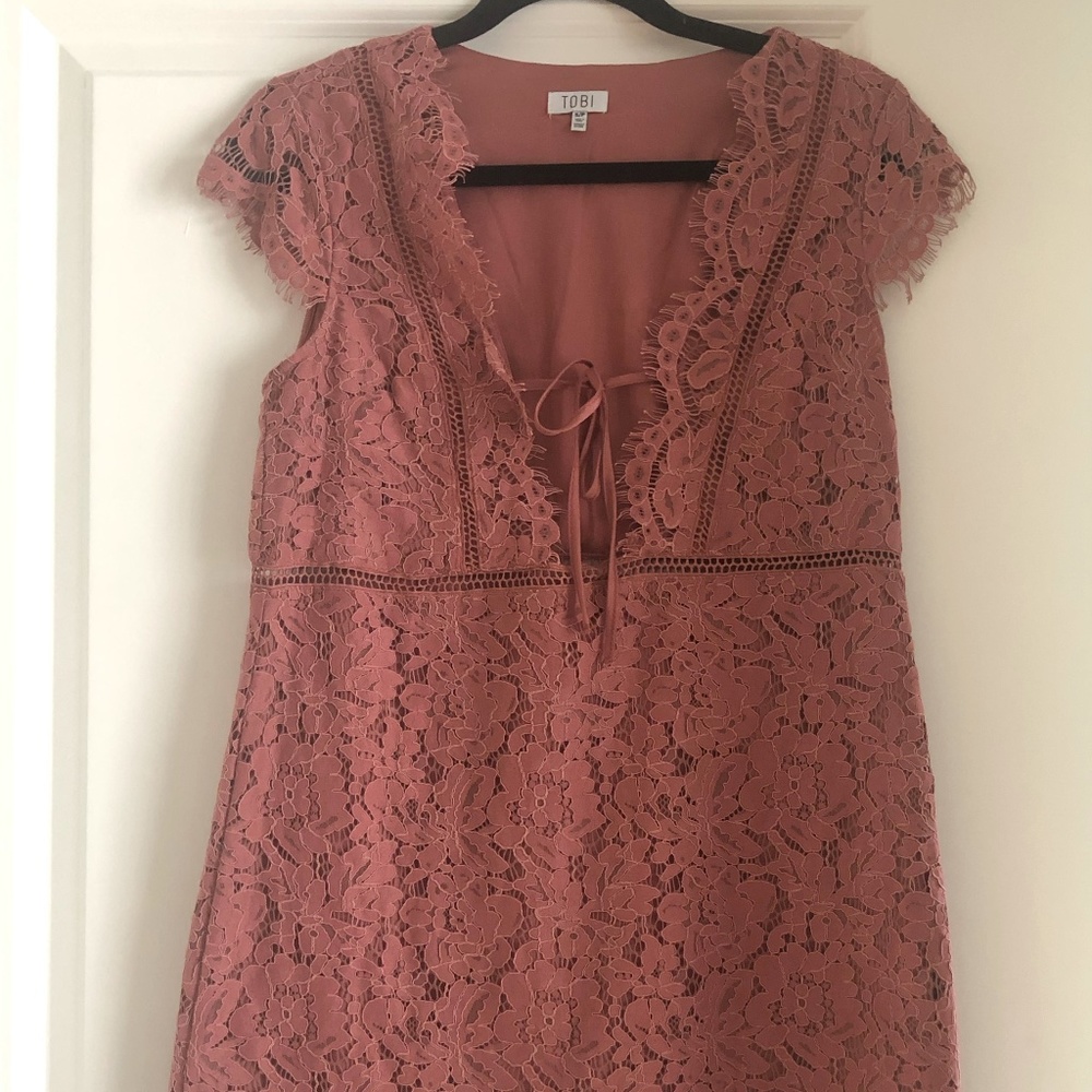 Dusty Rose Lace Dress - TOBI Size Small